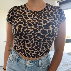 Forever 21 Women's Brown Leopard Print Crop Top